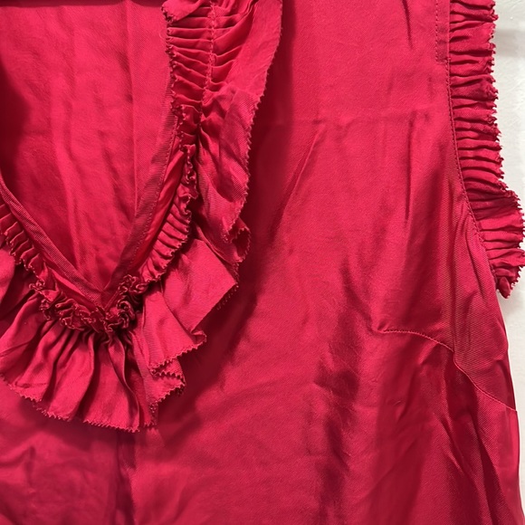 Fuschia pink silk top with frills - Picture 3 of 3